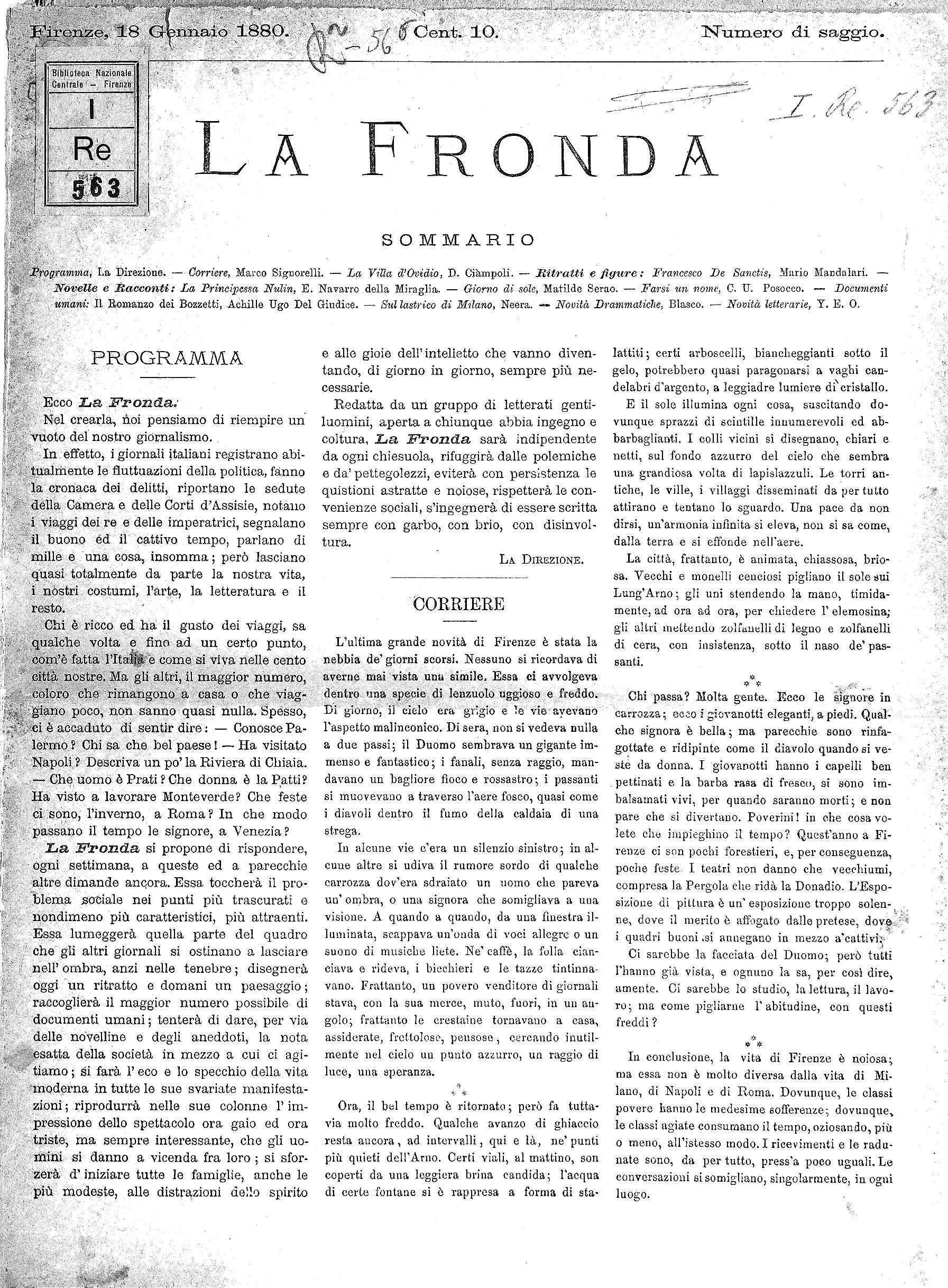 Immagine della rivista 'La Fronda'